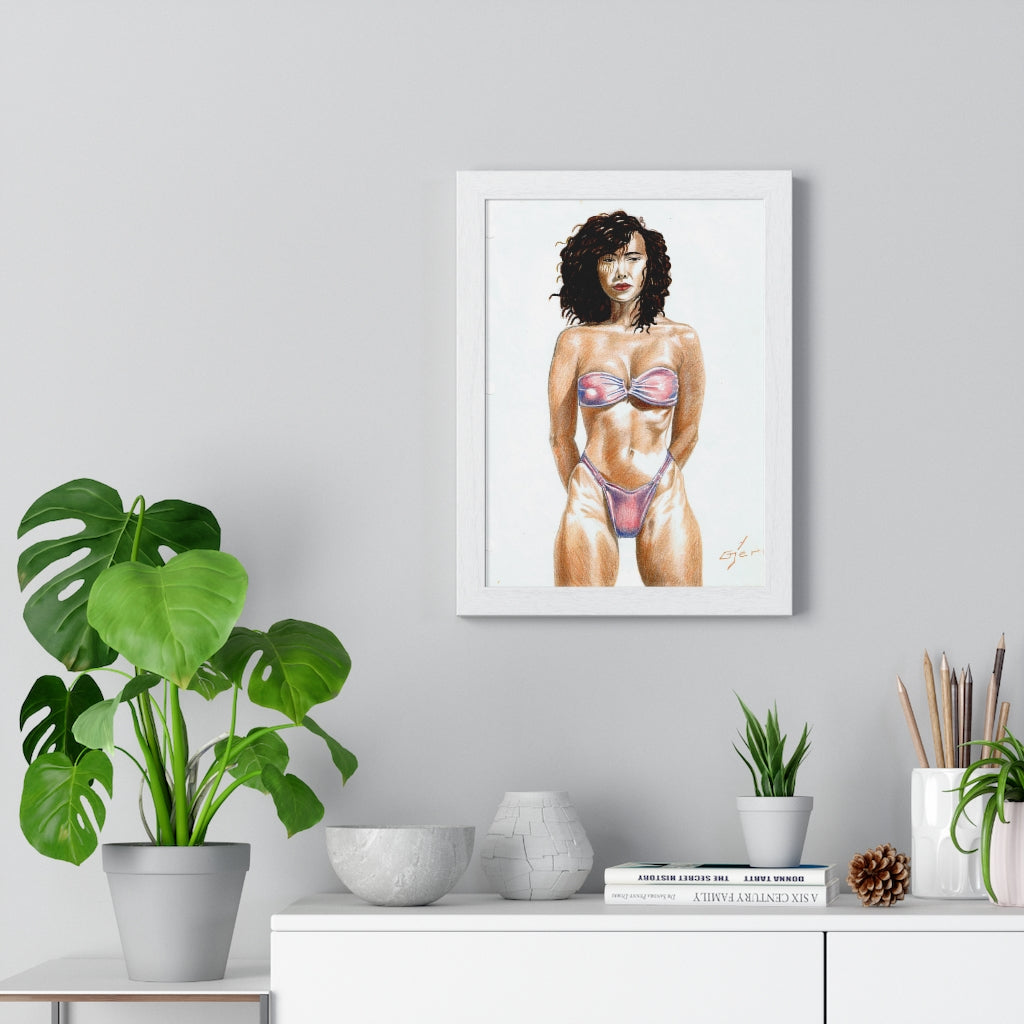 24x36in Hot Amateur Asian Ebony Bikini Model by the pool 【Photo Paper】 